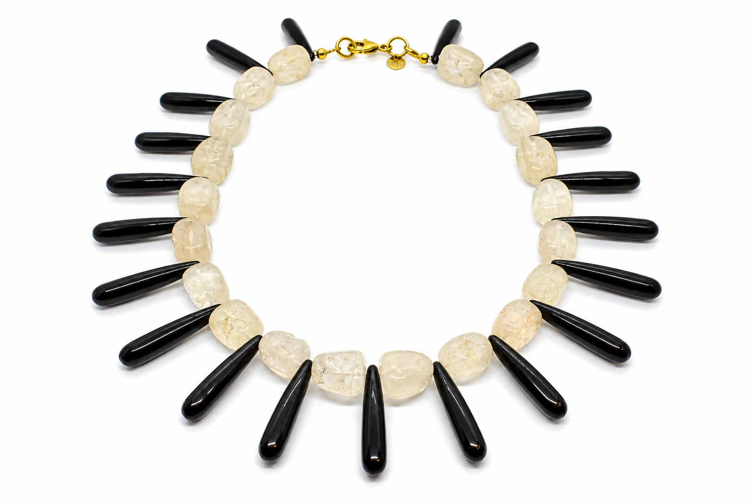 Collar Milagro negro y blanco cristal checo — BoMBoM Jewels