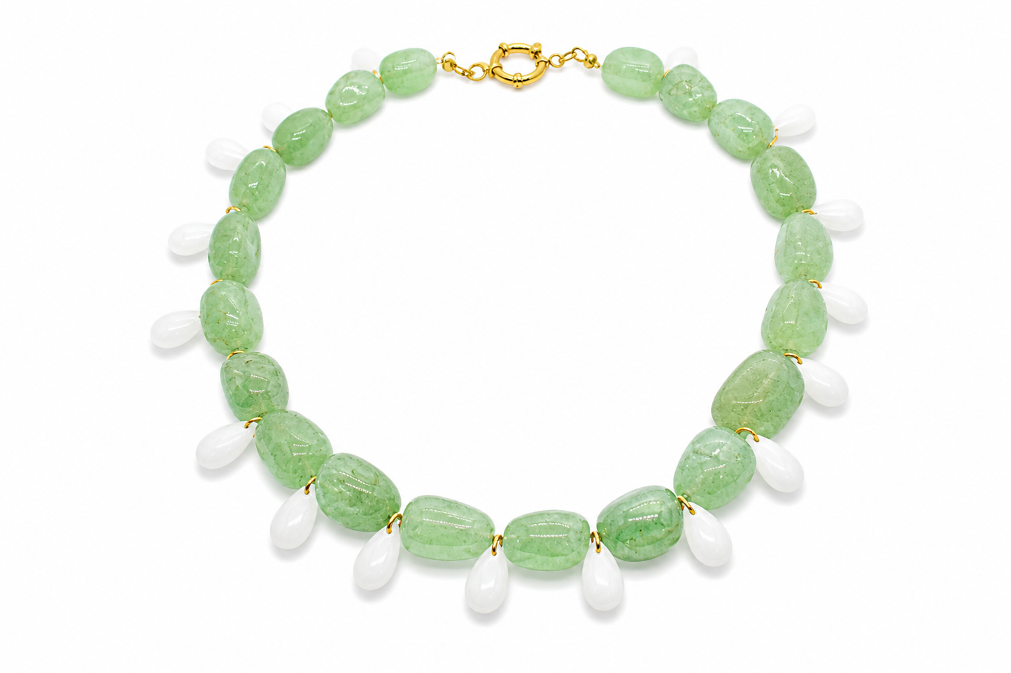 Collar Milagro verde y blanco 2 cristal checo — BoMBoM Jewels