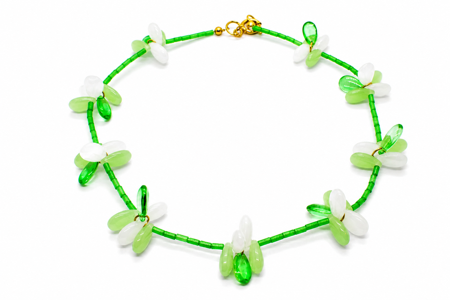 Collar Milagro verde y blanco cristal checo — BoMBoM Jewels