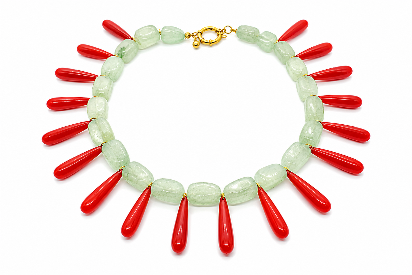 Collar Milagro verde y rojo cristal checo — BoMBoM Jewels