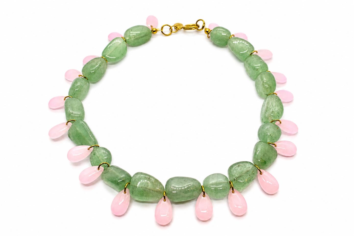 Collar Milagro verde y rosa cristal checo — BoMBoM Jewels