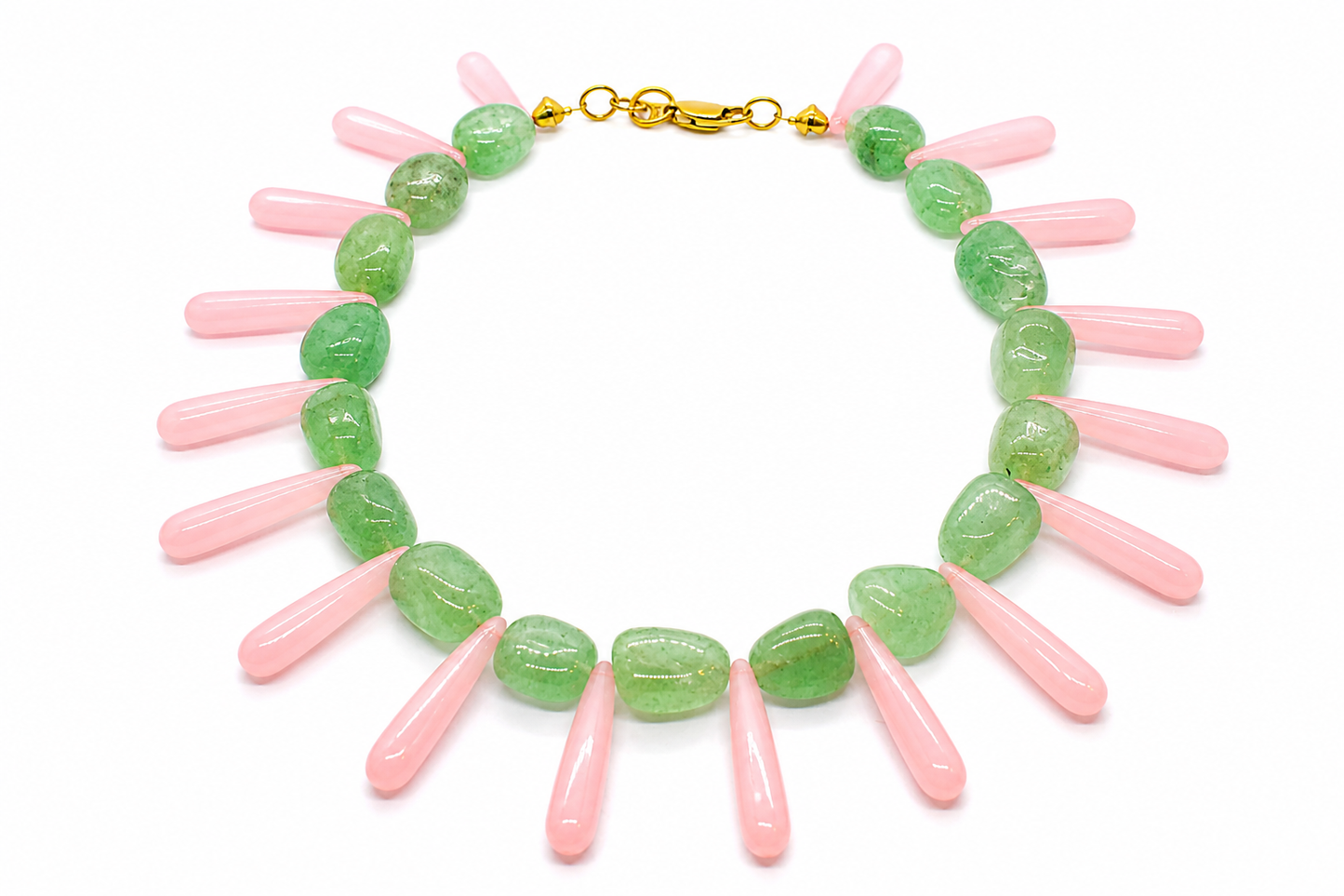 Collar Milagro verde y rosa 2 cristal checo — BoMBoM Jewels