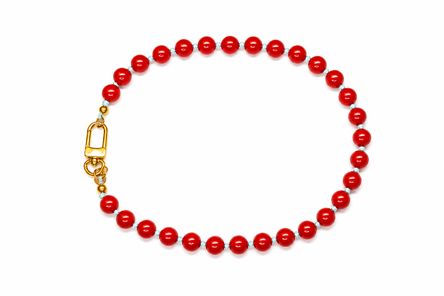 Collar Arun nudo celeste y piedra roja — BoMBoM Jewels