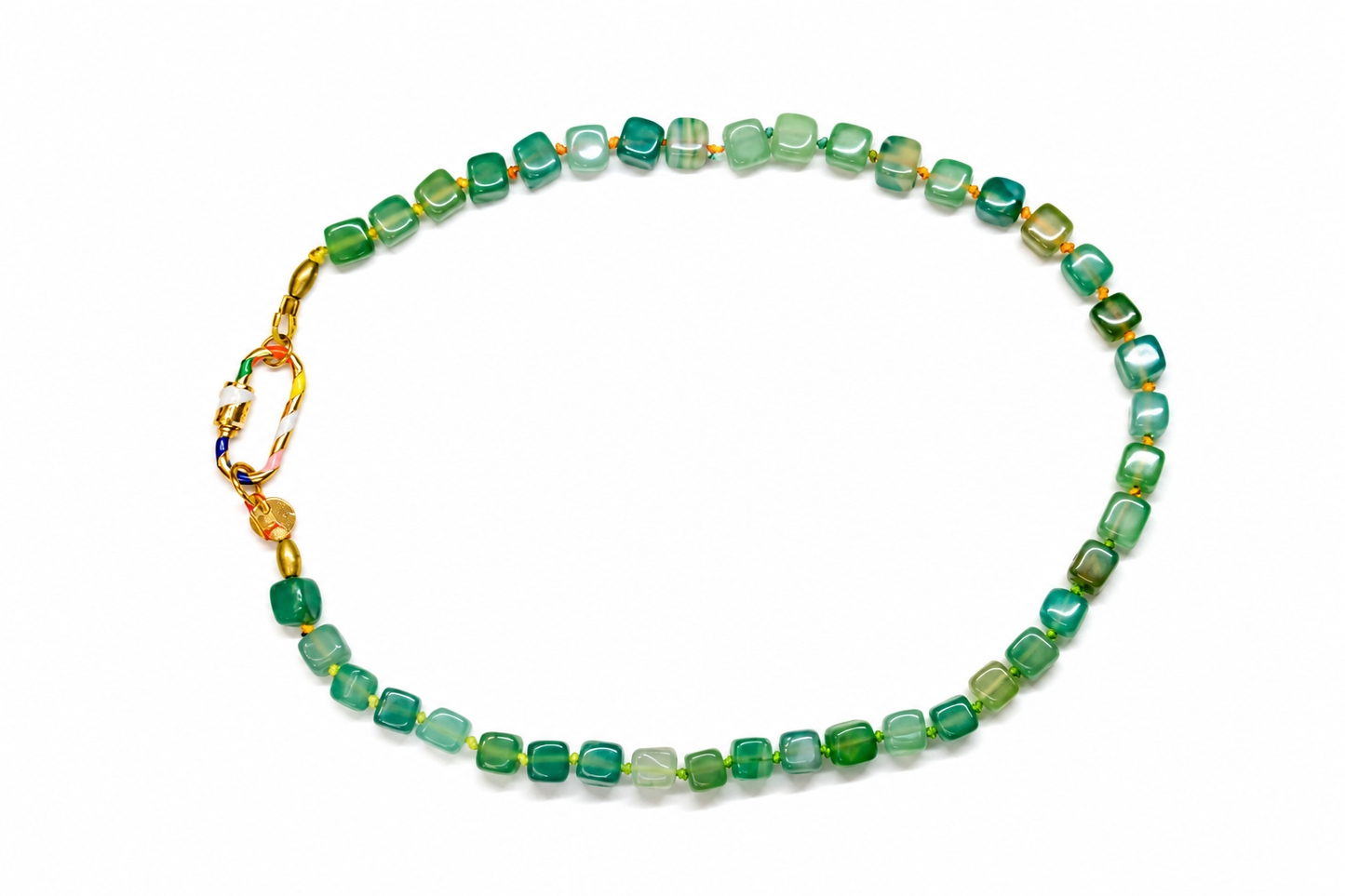 Collar Arun nudo iris y piedra verde — BoMBoM Jewels