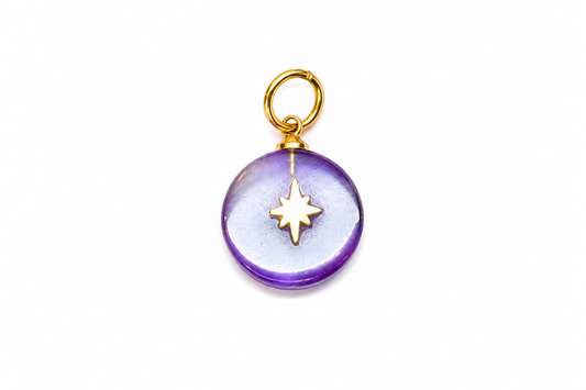 Round Stones with Stars — Round Natural Stone Charm