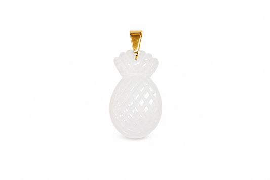 Charm Piña cuarzo blanco piedra natural — BoMBoM Jewels