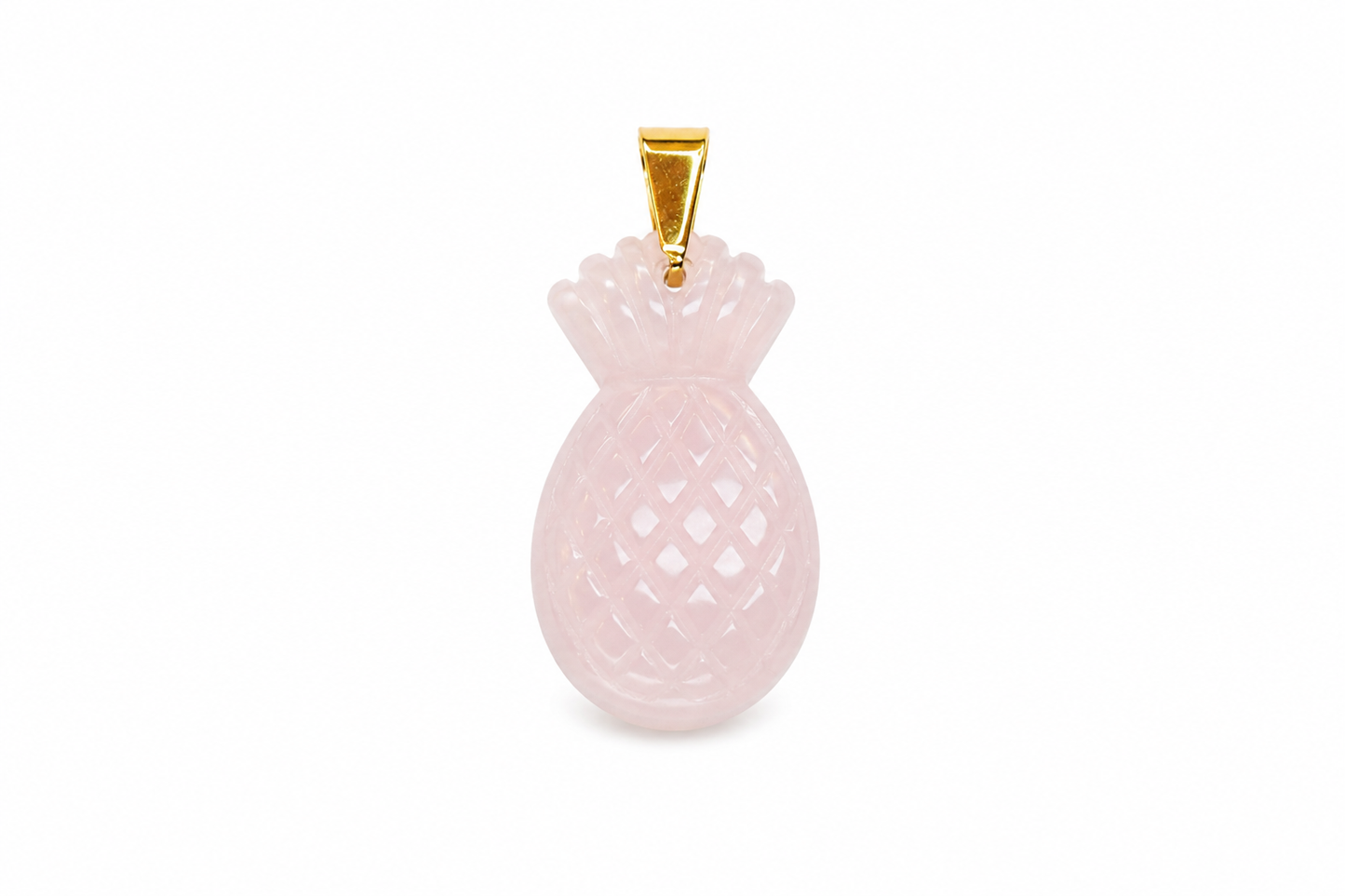 Charm Piña cuarzo rosa piedra natural — BoMBoM Jewels
