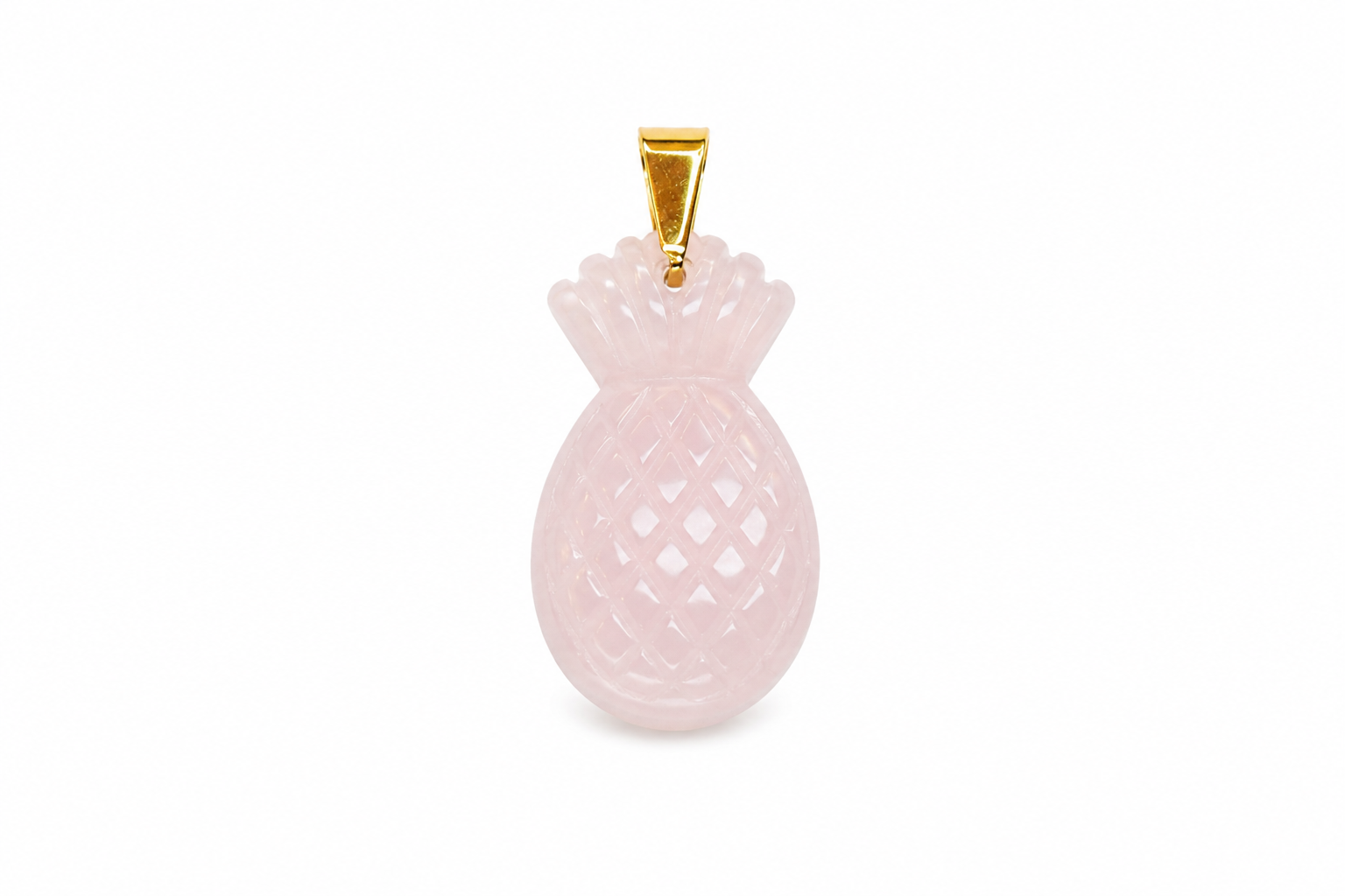 Charm Piña cuarzo rosa piedra natural — BoMBoM Jewels