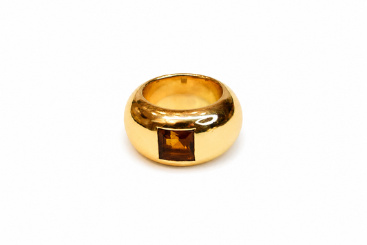 Square Solitaire Ring — Natural Stone 18K Gold Plated